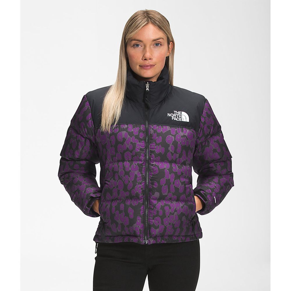 The North Face Nuptse Jacket Womens Australia - The North Face Printed 1996 Retro Purple Leopard Mou